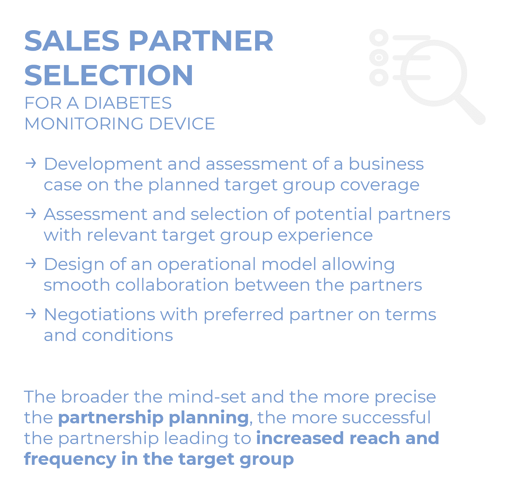 SALES PARTNER SELECTION FOR A DIABETES MONITORING DEVICE